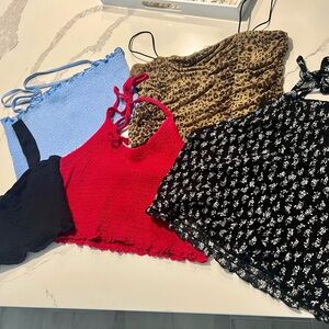 La Hearts Red Ruched Tie Front Crop Camisole - 5 for 1!!!